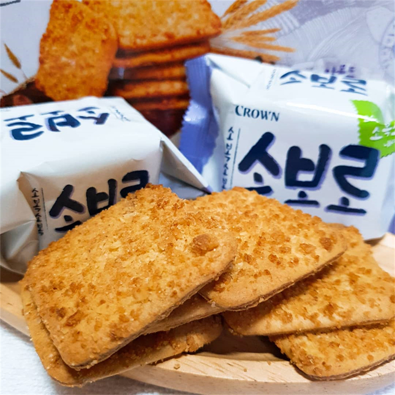 韩国进口零食克丽安crown笑福香酥扁桃仁代餐休闲下午茶薄脆饼干-图1