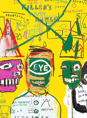 巴斯奎特 Basquiat 涂鸦 现代艺术 黄色系前卫时尚抽象文字装饰画