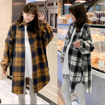 Pregnancy Woman Dress Fall 2023 New Shirt Dress Sweaters Dress Fur Long Sleeves Jacket Autumn Winter Out Lining Clothes Long blouses