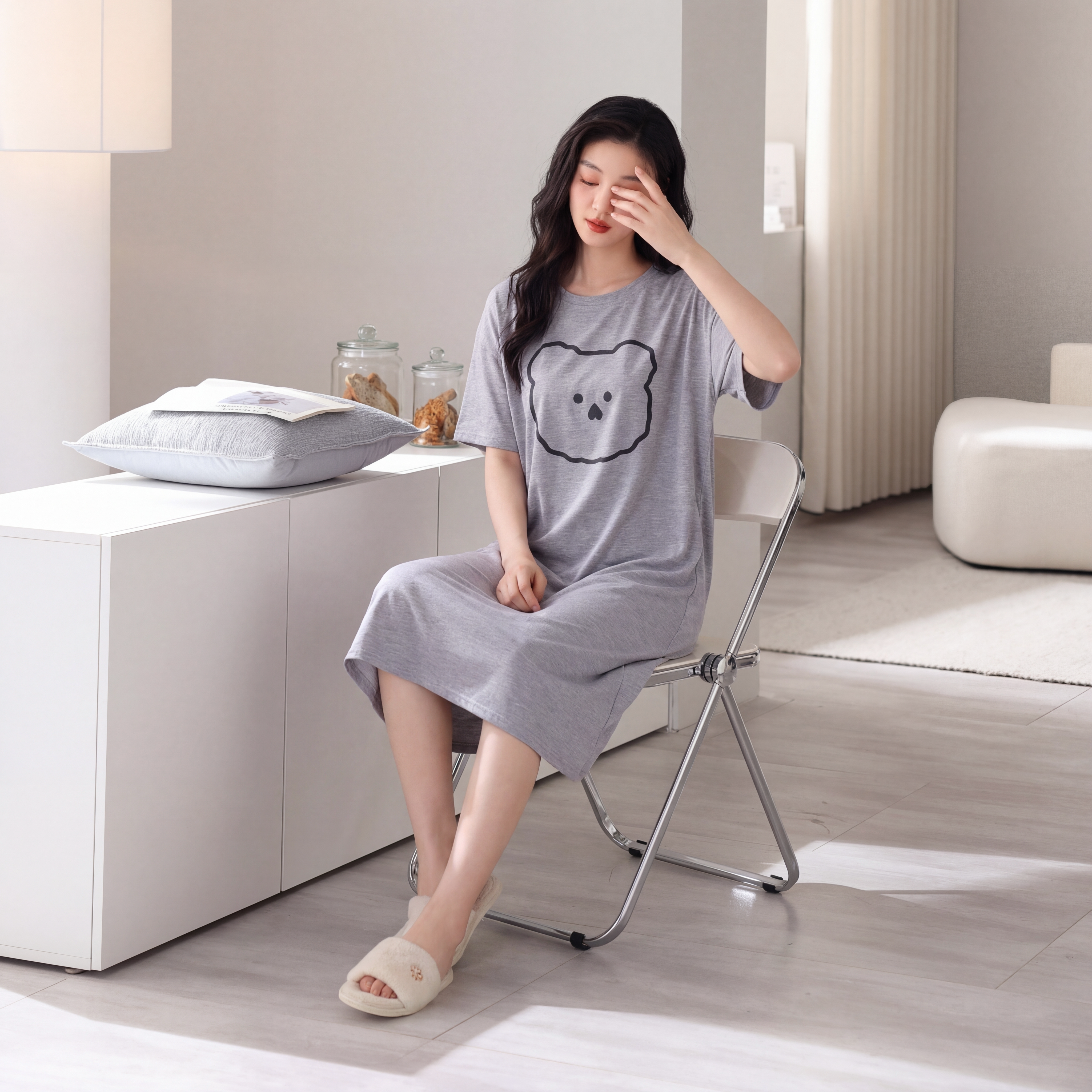 芬腾可安睡裙女夏季莫代尔加肥加大码莫代尔柔软舒适可外穿睡裙