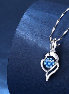 999足银银项链女夏轻奢爱心情侣