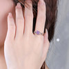 Natural amethyst sterling silver four leaf clover ring