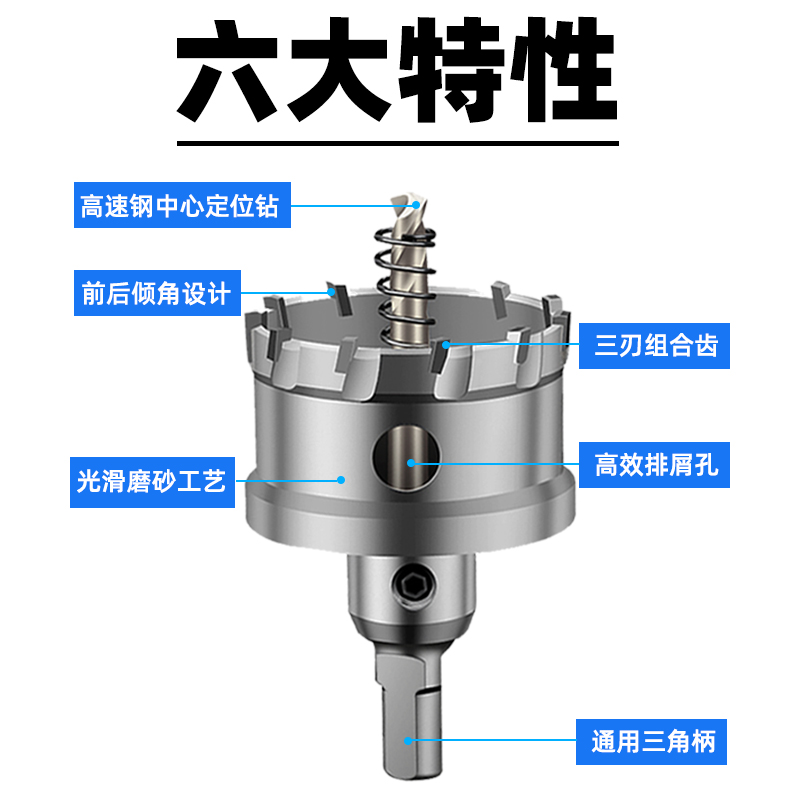 不锈钢开孔器金属加长合金扩孔钻厚铁板铝合金打孔钻孔工业级钻头