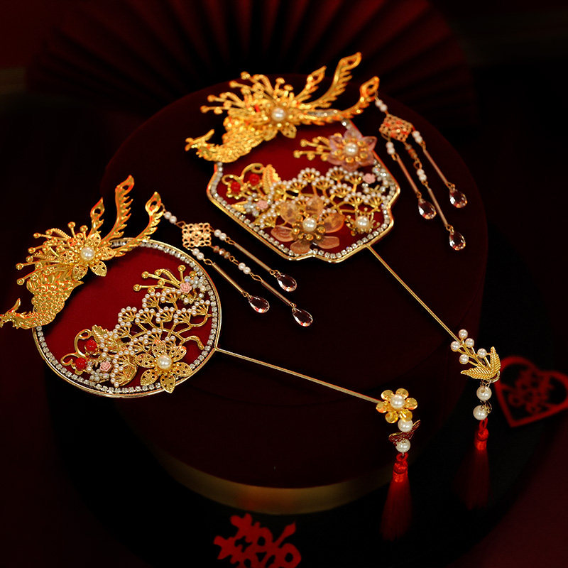 新娘喜扇简约古风小团扇唯美凤凰流苏拍照精致礼服晨袍配饰品扇子,淘宝优惠券,粉丝福利购,淘宝优惠卷