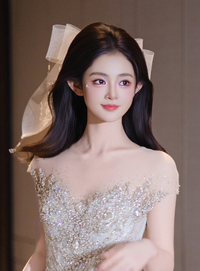 新娘头饰甜美减龄蝴蝶结流苏发夹高级感在逃公主婚纱礼服跟妆配饰