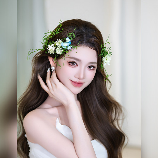 Small fresh temperament bridal headwear forest flower hair accessories new style playful niche wedding dress styling accessories