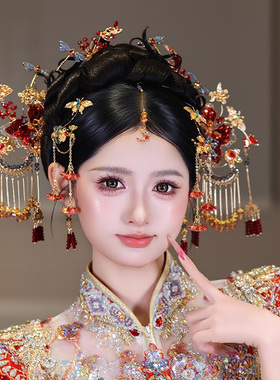 2026新娘发饰小巧精致手工流苏侧边发夹婚礼秀禾服古典龙凤褂头饰