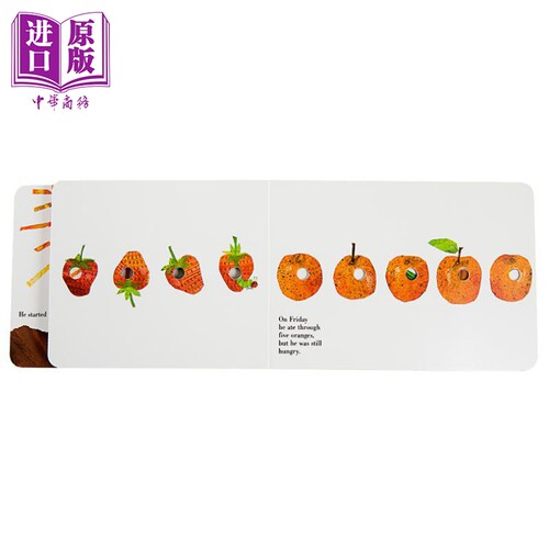 【中商原版】好饿的 饥饿的毛毛虫 绘本洞洞书0-3岁撕不烂The Very Hungry Caterpillar英语启蒙eric carle卡尔翻翻纸板书英? - 图1