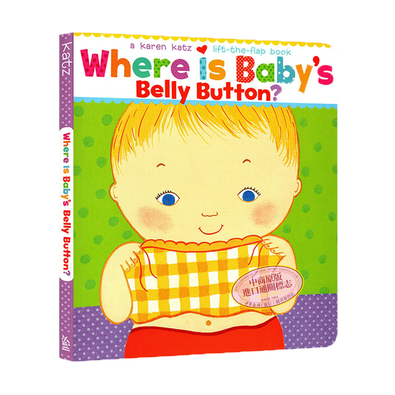【送音频】卡伦卡茨Karen Katz Where Is Baby's Belly Button英文原版宝宝的肚脐眼在哪里纸板翻翻书 1-4岁低幼宝宝启蒙?-图0