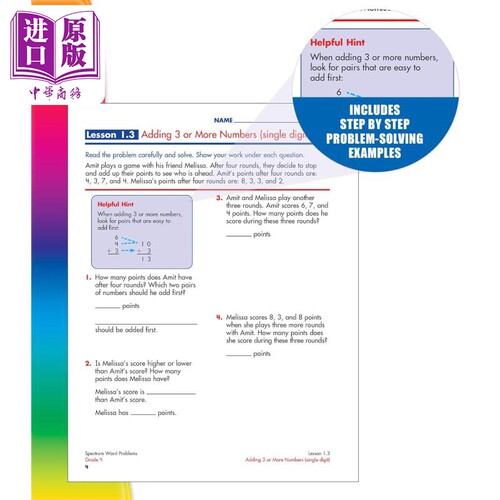 美国Carson Dellosa Spectrum Grade 4 光谱练习册 小学四年级阶段合集 Writing Reading Spelling Math【中商原版】 - 图2