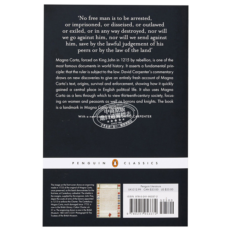 预售 【中商原版】大宪章 英文原版 政治法律 Magna Carta 戴维·卡彭特 David Carpenter 企鹅经典 - 图0