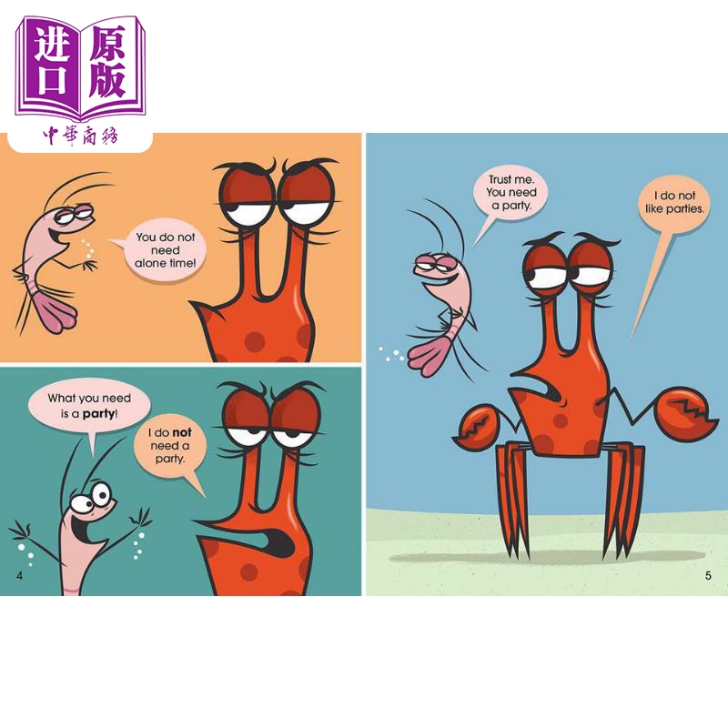 现货 A Crabby Book #6 Party Time, Crabby学乐橡树种子系列虾蟹一族06 英文原版进口图书儿童漫画动物故事图画书【中商原版】