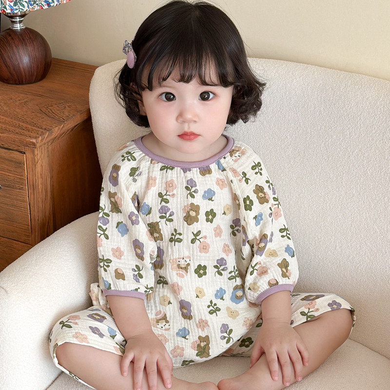 夏季宝宝家居服薄款纯棉半袖棉麻空调服儿童睡衣男女童七分袖套装,淘宝优惠券,粉丝福利购,淘宝优惠卷