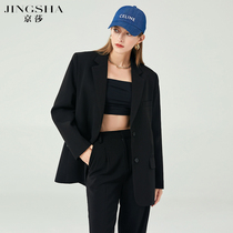 Suit Jacket Woman Black Spring Autumn New 2023 Euro Goods Exploits Fashion Easy Version Advanced Feel Little West Suit Blouse