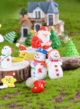 圣诞造景摆件送花情侣玩雪人