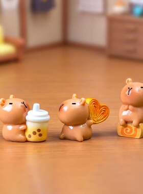 微景观可爱甜品卡皮巴拉公仔摆件