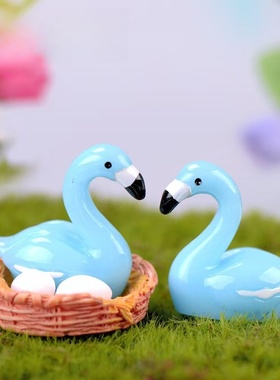 微景观造景装饰五彩火烈鸟摆件