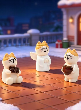 可爱丘比特小猫桌面微景观小摆件