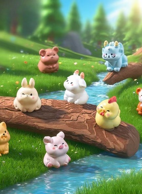 微景观新年十二生肖萌粒公仔摆件