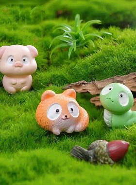 微景观呆萌大眼小猪兔猫蛇动物