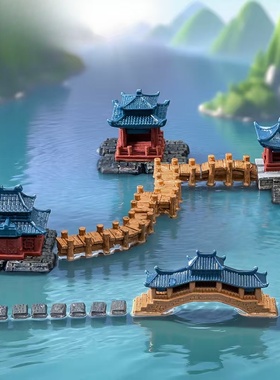 微景观仿真假山凉亭造景装饰摆件