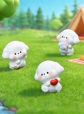 微景观可爱小狗公仔桌面造景摆件