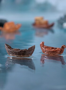 微景观创意江南游船乌蓬船小摆件