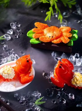 微景观创意仿真大波龙帝王蟹海鲜