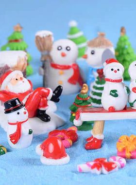 圣诞老人雪人家居小礼品造景摆件