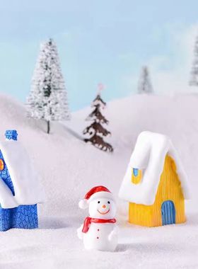 圣诞节雪景房子卡通雪屋树脂摆件