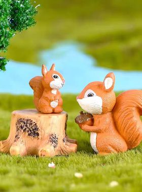 微景观装饰可爱小松鼠造景摆件