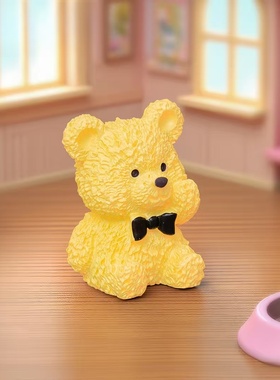 微景观可爱蝴蝶结泰迪熊造景摆件