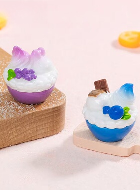 微景观仿真榴莲蓝莓冰淇淋水果碗