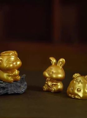 微景观十二生肖金色树脂装饰摆件