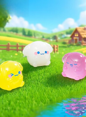 微景观夜光棉花小狗公仔造景摆件