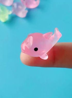 夜光七彩海豚创意摆件饰品微景观