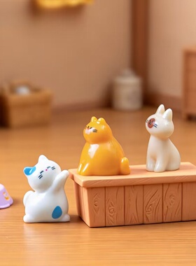 微景观可爱比心小猫造景装饰摆件