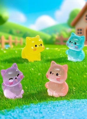 微景观夜光可爱小猫造景装饰摆件