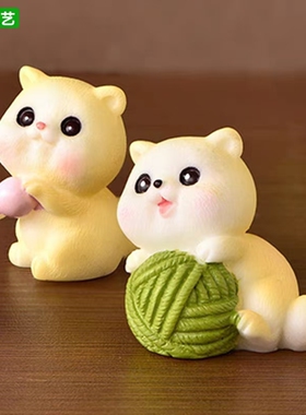 微景观创意可爱顽皮小猫公仔摆件