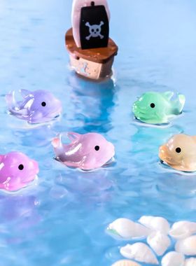 微景观创意可爱夜光七彩海豚摆件