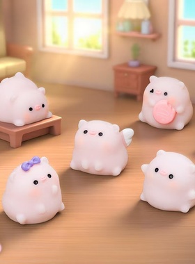 微景观甜甜圈挥手小猪公仔摆件