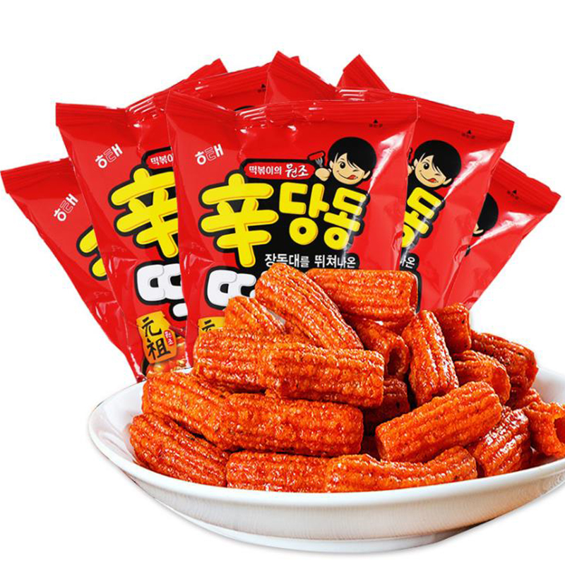 韩国进口零食品 海太元祖辣味打糕条 辣炒年糕味膨化条110g*2袋