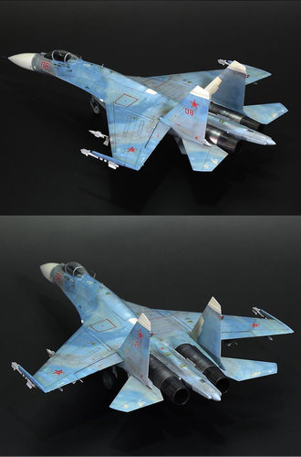 小号手拼装军事飞机模型80305仿真1/48苏su-27战斗机航模成人diy - 图0