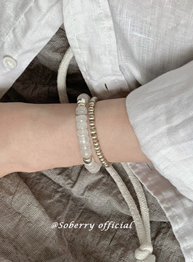 SoBerry「冬藏韵」原创天然碎冰白水晶纯银隔珠净化小众中式手串