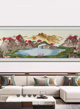 客厅装饰画高端织锦绣千里江山鸿运当头沙发背景墙挂画苏绣山水