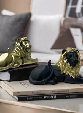 新款几何客厅摆件品酒家居玄关雕像树脂狮子柜书桌装饰品