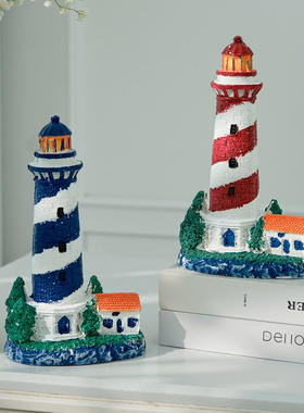 地中海风格儿童灯塔摆件品瞭望塔摄影树脂房办公桌造背景摆饰