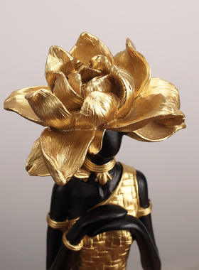 金色编织纹艺术女士摆件客厅装饰品酒柜玄关餐厅酒店电视柜摆设