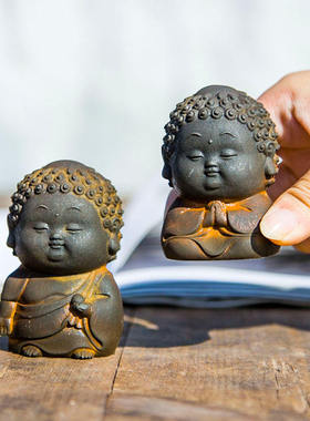 新中式禅意摆件小如来佛像客厅家居桌面纯创意品手工做旧复古