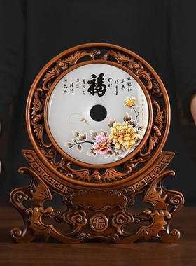 玉石平安扣摆件家居客厅酒柜电视柜送礼摆设装饰乔迁开业礼品